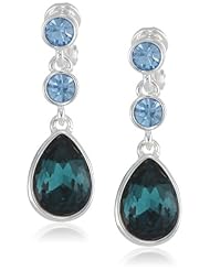 Napier "Color Sparklers" Silver-Tone Sparkling Blue Triple Drop Earrings