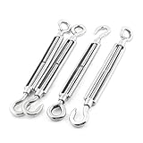 uxcell 4本 マリン ハードウェア 12mm スレッド 300mm 長さ フック アイ ターンバックル