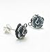 2pcs .925 Sterling Silver 8mm Rose Stud Earrings Connector W/Loop Ring & Post w/Clutches/Earnut/Antique