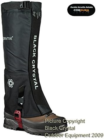 Black Crystal Hiking Trekking Gaiters Waterproof Nylon Brand New Women's Black Size Medium