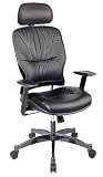 Leather Managers Chair with Metal Base and Height Adjustable Arms