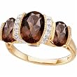 14K Yellow Gold Smoky Quartz & Diamond Fancy Ring