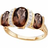 14K Yellow Gold Smoky Quartz & Diamond Fancy Ring
