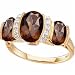 14K Yellow Gold Smoky Quartz & Diamond Fancy Ring