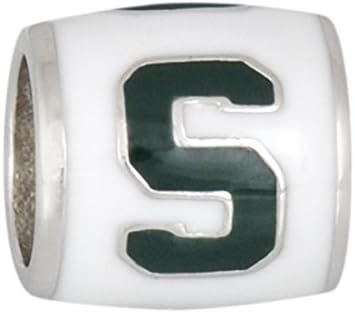 Teagan Collection Michigan State Spartans Green 'S' on White Bead