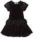 Blue Pearl Girls 2-6x Black Stretch Velour Sophia Dress with Velour Flowers, Black, 4T