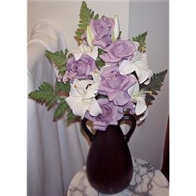 Lavender Silk Roses & Cream Colored Lillies