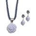 Sterling Silver Blue Lace Agate Necklace and Earring Set