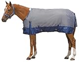 WeatherBeeta Saxon Standard Neck Lite Turnout Sheet - Gray/Navy