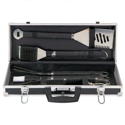 ABC Products” Mr. BAR-B-Q ~ 5-Piece Gourmet Tool BBQ Set (in Aluminum Storage-Carry Case)