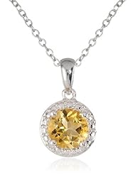 Sterling Silver 7mm Halo Birthstone Pendant Necklace, 18"