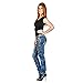 Suko Jeans Skinny Jeans for Women with Faux Leather side panel and pockets