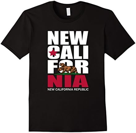 Men's New california republic flag T Shirt Large Black