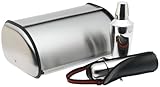 Prime Pacific Stainless Steel Bread Box includes Bonus Flask and .5 Liter Stainless Steel Cocktail Shaker with Carrying Case