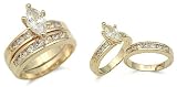 14K Gold Sterling Silver Wedding Ring Set