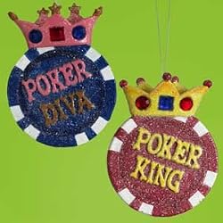 Glittery Poker King With Gem Crown Christmas Ornament