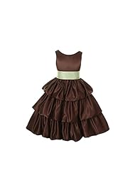 Girls Tea Length  Polyester/Satin  Dress With a Bow(s) and a Sash 
