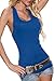 Sidefeel Women Crochet Hollow Out Lace Back Tank Top Clubwear Blue