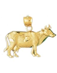Dazzlers Solid 14k Gold Cow Charm Pendant Available in three colors from jewelsberry (weights: 3.8 grams only)