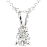 3/4 carat Pear Shape Diamond Solitaire Pendant 14k White Gold (HI/SI2-I1)
