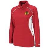 Chicago Blackhawks Women's Red Charged Up 1/4-Zip Fleece Jacket