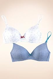 2 Pack Angel Cotton Rich Assorted Non Wired Bras