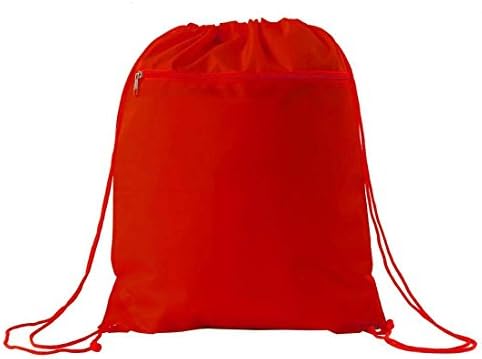 Drawstring Backpack Sack Bag and Gym tote Bag (Yellow, Blue, Black, Yellow, Pink, Navy) (Pack of 1, Red)