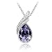 Purple Crystal Pendant, 18K Gold Plated Tear Drop Women Necklace with Free 18