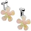 Handcrafted Mother of Pearl Flower Clip On Earrings