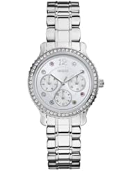 GUESS Womens U0305L1 Silver-Tone Multi-Function Watch with Genuine Crystal Accents