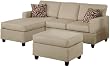Bobkona Manhattan Reversible Microfiber 3-Piece Sectional Sofa Set, Mushroom