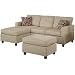 Bobkona Manhattan Reversible Microfiber 3-Piece Sectional Sofa Set, Mushroom