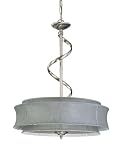 Nuvo Lighting 60/3872 Darwin 3-Light Pendant with Grey Fabric Shade and Frosted Diffuser, Brushed Nickel