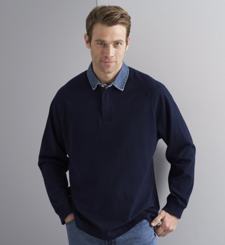 Big & Tall Blue Harbour Denim Collar Rugby Shirt