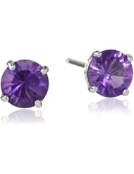 Sterling Silver Round Concave Cut Gemstone Studs (6mm, 2.00 cttw)