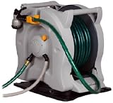 Tools & Hardware : No Crank Columbus 100' Water Powered Retractable Garden Hose Reel with 360 Swivel Base #RS10105
