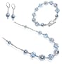 Made with Swarovski Elements� .925 Sterling Silver Crystal & Blue Pearl Earrings Bracelet Necklace Set 14" 16" 18" 20" 22" 24" Long