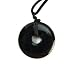Black Onyx Polished Gemstone Donut Pendant on Adjustable Silk Necklace