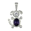 Sterling Silver February Birthstone Dog Pendant w/ Amethyst Color Cubic Zirconia