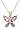 Yellow Gold Overlay Sterling Silver Amethyst & Diamond Accent Butterfly Pendant, 18"