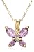 Yellow Gold Overlay Sterling Silver Amethyst & Diamond Accent Butterfly Pendant, 18"