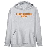 Hoodie Mens Heather Gray  I LOVE Haitian GUYS  Countries