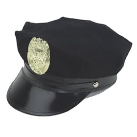  BLACK POLICE HAT WITH BADGE