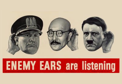 (13x19) Enemy Ears Are Listening WWII War Propaganda Art Print Poster