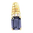 14K Yellow Gold Iolite and Diamond Pendant
