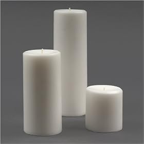 Set of 18 Hand Poured Pillar Candles, White Unscented by Quick Candles