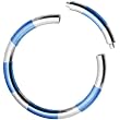16 Gauge 3/8 Blue Silver Anodized Titanium Segment Ring