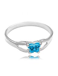 10k White Gold ChildS December Blue Cubic Zirconia Birthstone Ring - Bfly