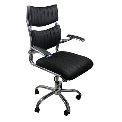 Techni Mobili Dual Support- Leatherette Executive Chair, Black, 26.5" W x 21" D x 44" H