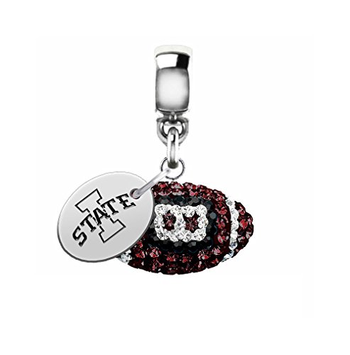 Iowa State Cyclones Crystal Football Drop Charm Fits All European Style Charm Bracelets